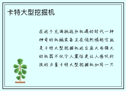 卡特大型挖掘机